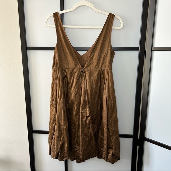 [6] Laundry by Design Metallic Brown Tulle Tulip Mini Dress Bejewelled Neckline - Picture 6 of 12